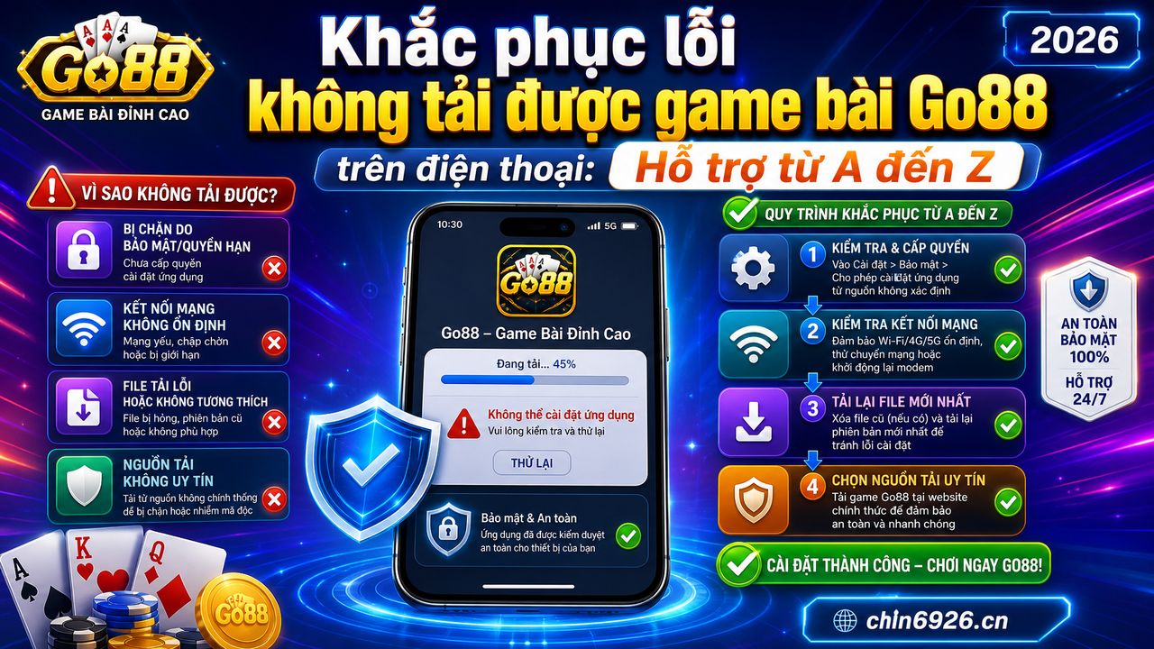 Khắc phục lỗi không tải được game bài Go88 trên điện thoại: Hỗ trợ từ A đến Z